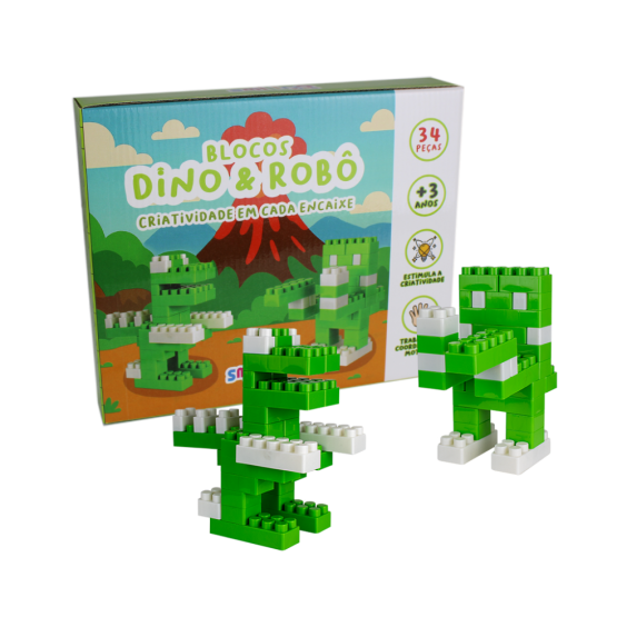 Blocos de montar - Dino & rob&ocirc;