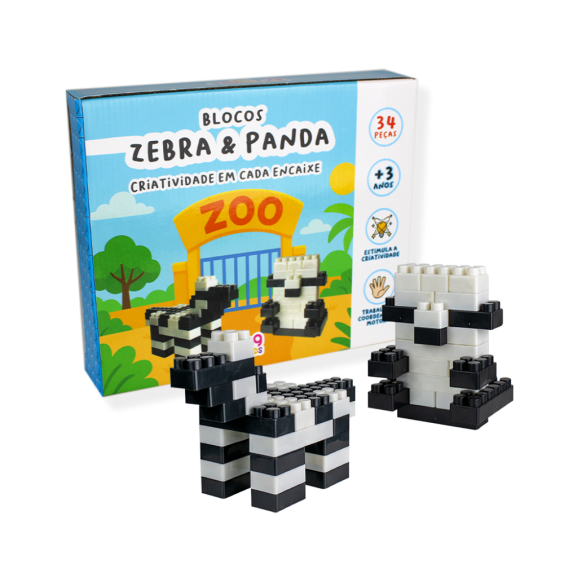 Blocos de montar - Zebra & Panda