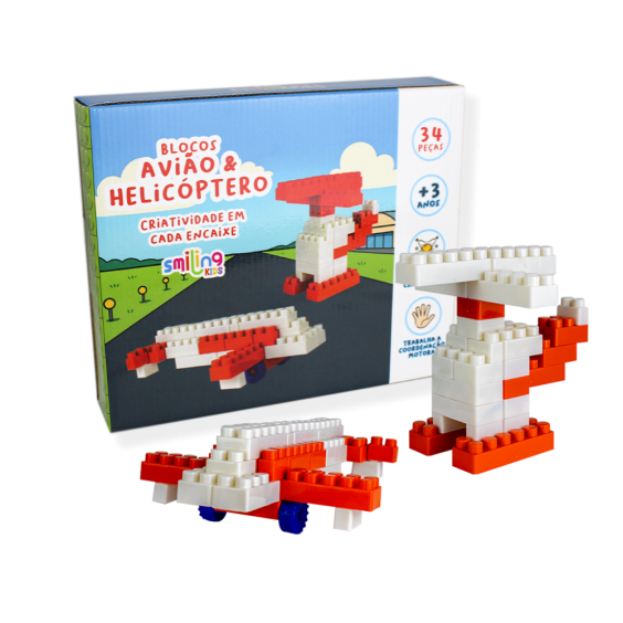 Blocos de montar - Avi&atilde;o e Helic&oacute;ptero 
