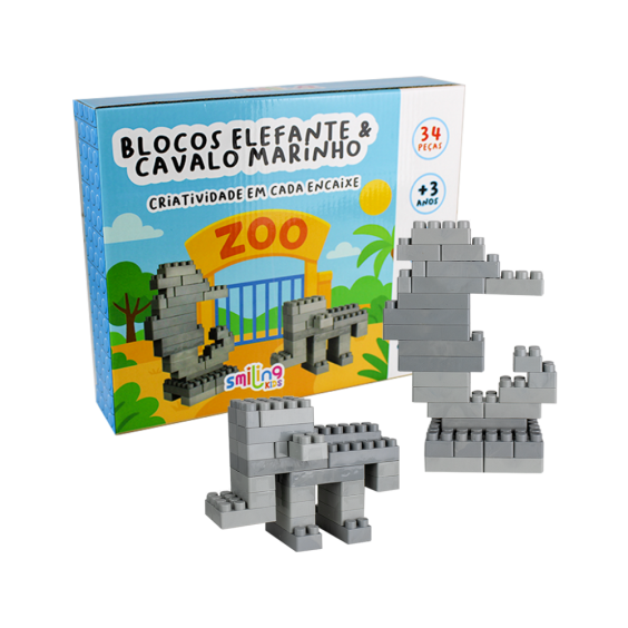 Blocos de montar - Elefante & Cavalo Marinho